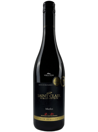 Červené víno vinařství Saint Clair odrůdy Premium Merlot s tóny čokolády, lékořice a švestek