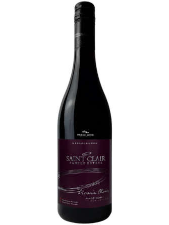 Červené víno řady Vicar´s Choice Pinot Noir z vinařství Saint Clair s tóny jahod, švestek a třešní