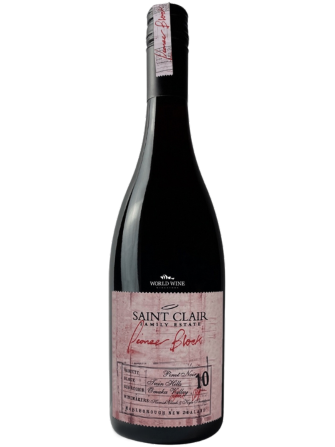 Červené víno Saint Clair Pioneer Block 10 Twin Hills Pinot Noir s tóny dubu, oliv, vanilky a višní